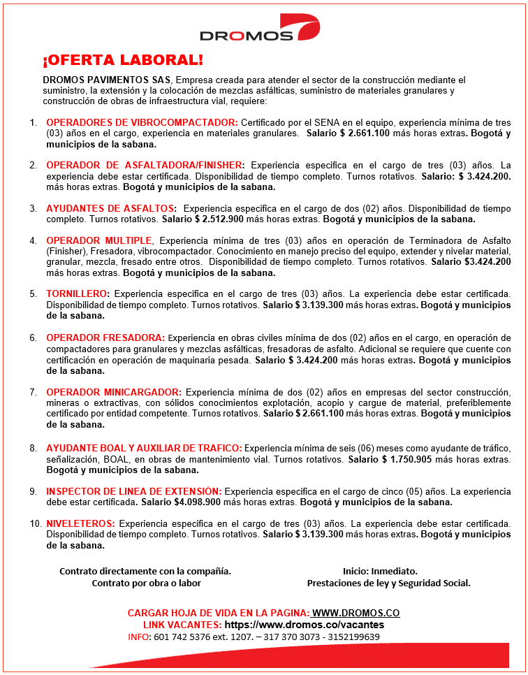 VACANTES DE LINEA DE EXTENSIÓN