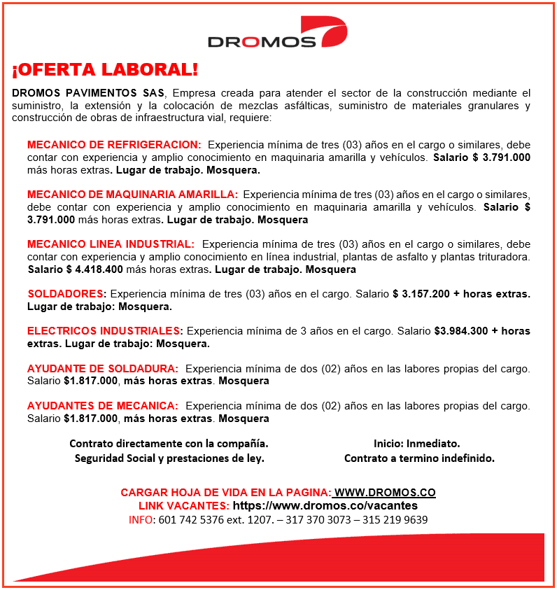 VACANTES PLANTA MOSQUERA